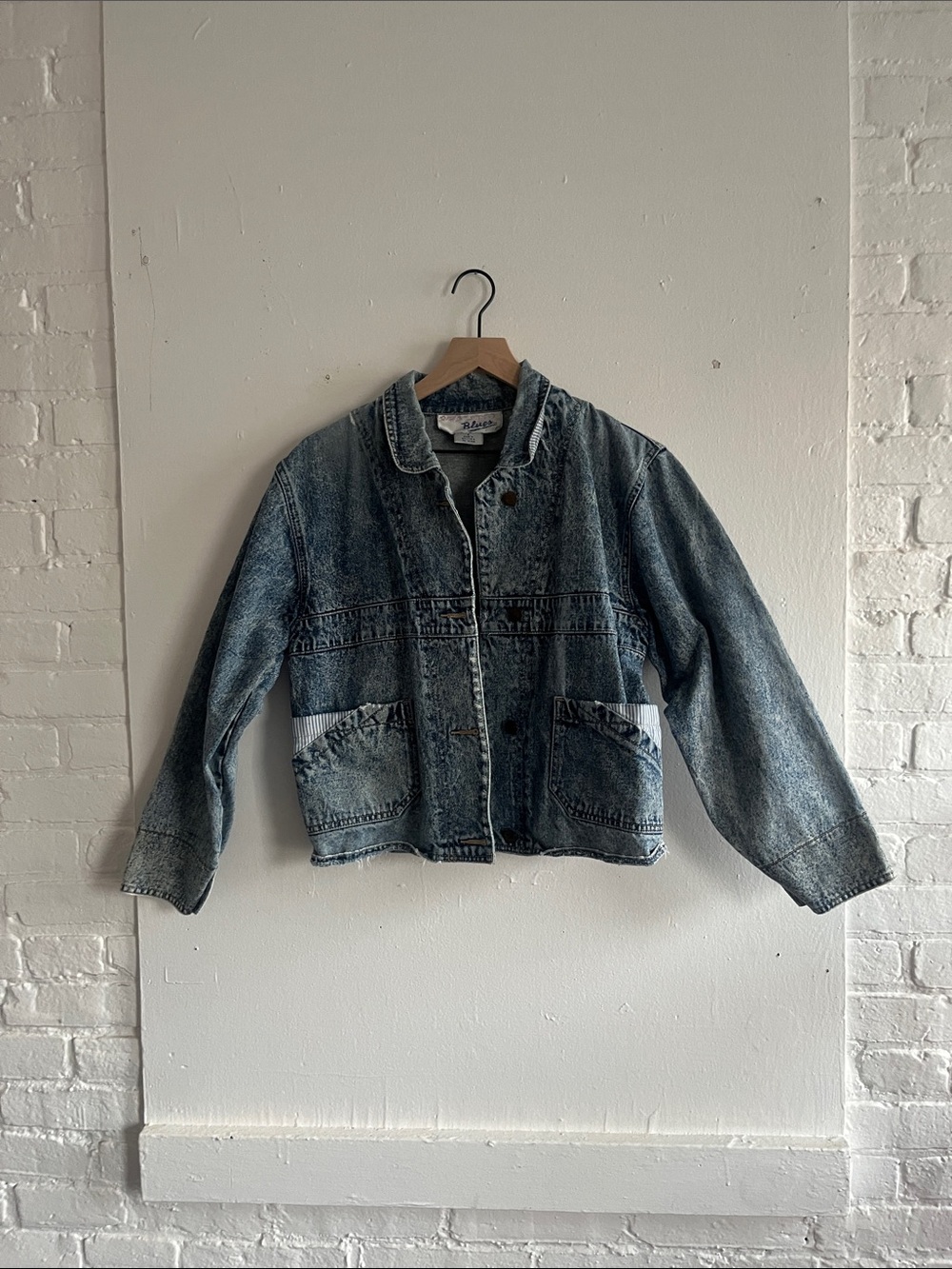 Washed Denim Boxy Jacket - Blue